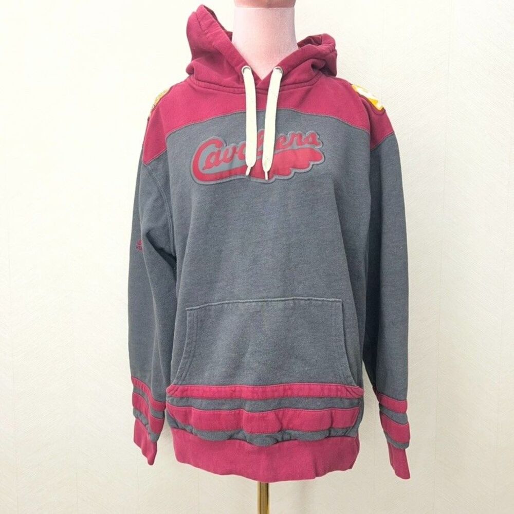 Hardwood Classics By Majestic Gray Red Cleveland Cavaliers Hoodie Mens Size M